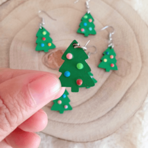 pendientes de madera de navidad