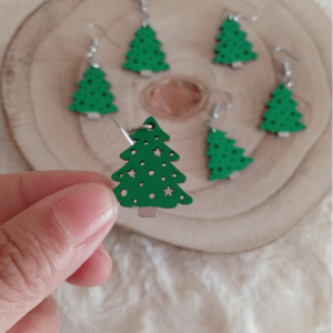 pendientes de madera de navidad